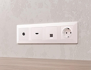 Рамка на 4 поста Ambrella Volt Line AF110204 цвет Жемчужный, Белый-1