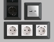 Рамка на 4 поста Ambrella Volt Line AF110804 цвет графит мягкое касание-1