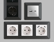 Рамка на 5 постов Ambrella Volt Line AF110805 цвет Графит-1