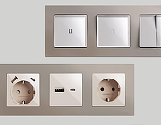 Рамка на 3 поста Ambrella Volt Techno AF220363 цвет серо-бежевый-1