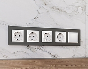 Рамка на 5 постов Ambrella Volt Techno AF220805 цвет графит мягкое касание-1