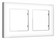 Рамка на 2 поста Ambrella Volt Arctic AF580132 цвет Белый, Серебро