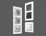 Рамка на 2 поста Ambrella Volt Arctic AF580132 цвет Белый, Серебро-1