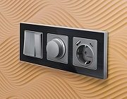 Рамка на 2 поста Ambrella Volt Arctic AF580532 цвет Черный-1