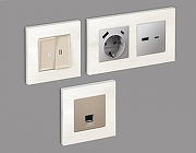 Рамка на 2 поста Ambrella Volt Grand AF930102 цвет Белый, Мрамор-1