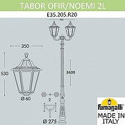 Фонарный столб Fumagalli Noemi E35.205.R20.AYH27 цвет плафона/подвески Опал, цвет арматуры Черный-4