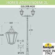 Фонарный столб Fumagalli Noemi E35.208.M20.AXH27 цвет плафона/подвески Прозрачный, цвет арматуры Черный-3