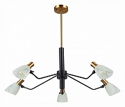 Люстра на штанге EVOLUCE L1ta SLE205403-05 цвет плафона/подвески Белый, цвет арматуры Латунь, Черный