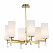 Люстра на штанге Freya Chic FR2031PL-06BS цвет плафона/подвески Белый, Прозрачный, цвет арматуры Латунь-1