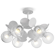 Люстра на штанге Freya Satellite FR5165PL-06W цвет плафона/подвески Прозрачный, цвет арматуры Белый