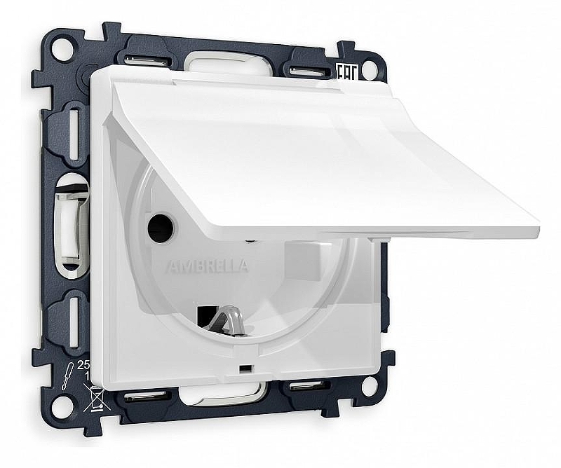 Розетка с заземлением и со шторкой, без рамки с крышкой Ambrella Volt Quant MA108010 
