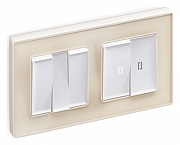 Выключатель двухклавишный с подсветкой без рамки Ambrella Volt Quant MA124015 цвет Белый-1