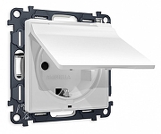 Розетка с заземлением и со шторкой, без рамки с крышкой Ambrella Volt Quant MA128010 цвет Белый
