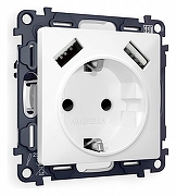 Розетка с заземлением и со шторкой и 2хUSB type A, без рамки Ambrella Volt Quant MA129010 цвет Белый
