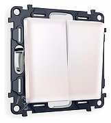 Выключатель проходной двухклавишный Ambrella Volt Quant MA203020 цвет Жемчужный, Белый