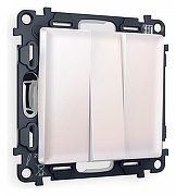 Выключатель трехклавишный без рамки Ambrella Volt Quant MA205010 цвет Жемчужный, Белый