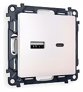 Розетка 2хUSB type A и C без рамки Ambrella Volt Quant MA211010 цвет Жемчужный, Белый