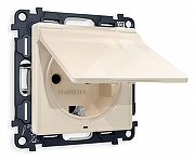 Розетка с заземлением и со шторкой, без рамки с крышкой Ambrella Volt Quant MA308010 цвет Бежевый