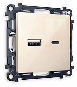 Розетка 2хUSB type A и C без рамки Ambrella Volt Quant MA311010 цвет Бежевый