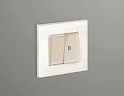 Выключатель проходной двухклавишный с подсветкой Ambrella Volt Quant MA324030 цвет Бежевый-1