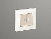 Выключатель проходной двухклавишный с подсветкой Ambrella Volt Quant MA324040 цвет Бежевый-1