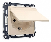 Розетка с заземлением и со шторкой, без рамки с крышкой Ambrella Volt Quant MA328010 цвет Бежевый