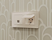 Розетка Ethernet RJ-45 и со шторками, без рамки Ambrella Volt Quant MA332010 цвет Бежевый-1