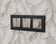 Выключатель проходной двухклавишный с подсветкой Ambrella Volt Quant MA364035 цвет Бежевый, Серый-1