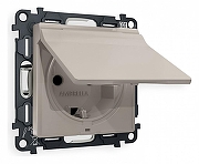 Розетка с заземлением и со шторкой, без рамки с крышкой Ambrella Volt Quant MA368010 цвет Бежевый, Серый