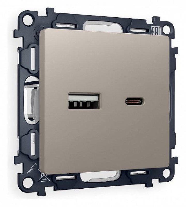 Розетка 2хUSB type A и C без рамки Ambrella Volt Quant MA371010 