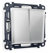 Выключатель двухклавишный без рамки Ambrella Volt Quant MA403010 цвет Серебро