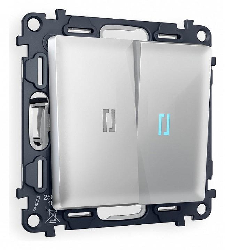 Выключатель двухклавишный с подсветкой без рамки Ambrella Volt Quant MA404020 