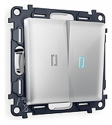 Выключатель двухклавишный с подсветкой без рамки Ambrella Volt Quant MA404020 цвет Серебро