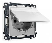 Розетка с заземлением и со шторкой, без рамки с крышкой Ambrella Volt Quant MA408010 цвет Серебро