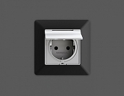 Розетка с заземлением и со шторкой, без рамки с крышкой Ambrella Volt Quant MA408010 цвет Серебро-1