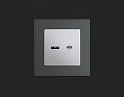 Розетка 2хUSB type A и C без рамки Ambrella Volt Quant MA411010 цвет Серебро-1