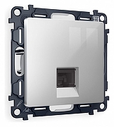 Розетка Ethernet RJ-45 и со шторками, без рамки Ambrella Volt Quant MA412010 цвет Серебро