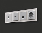 Розетка Ethernet RJ-45 и со шторками, без рамки Ambrella Volt Quant MA412010 цвет Серебро-1