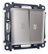 Выключатель двухклавишный с подсветкой без рамки Ambrella Volt Quant MA504010 цвет Сталь