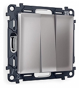 Выключатель трехклавишный без рамки Ambrella Volt Quant MA505010 цвет Сталь