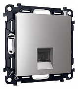 Розетка телефонная RJ-11 со шторкой, без рамки Ambrella Volt Quant MA512030 цвет Сталь