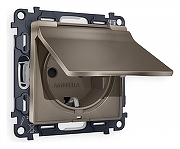 Розетка с заземлением и со шторкой, без рамки с крышкой Ambrella Volt Quant MA638010 цвет Бронза