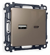 Розетка 2хUSB type A и C без рамки Ambrella Volt Quant MA641010 цвет Бронза