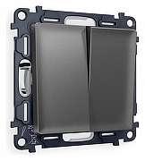 Выключатель двухклавишный без рамки Ambrella Volt Quant MA653010 цвет Антрацит