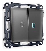 Выключатель двухклавишный с подсветкой без рамки Ambrella Volt Quant MA654020 цвет Антрацит