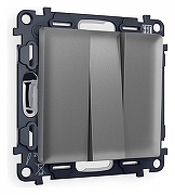 Выключатель трехклавишный без рамки Ambrella Volt Quant MA655010 цвет Антрацит