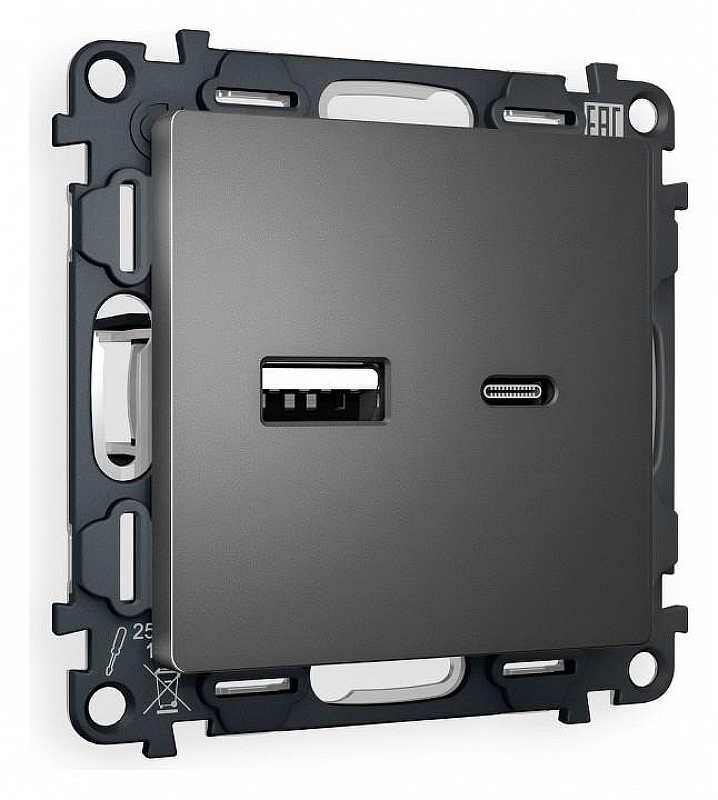 Розетка 2хUSB type A и C без рамки Ambrella Volt Quant MA661010 