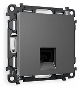 Розетка телефонная RJ-11 со шторкой, без рамки Ambrella Volt Quant MA662030 цвет Антрацит