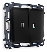 Выключатель двухклавишный с подсветкой без рамки Ambrella Volt Quant MA804020 цвет Черный