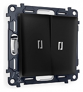 Выключатель проходной двухклавишный с подсветкой Ambrella Volt Quant MA804035 цвет черный